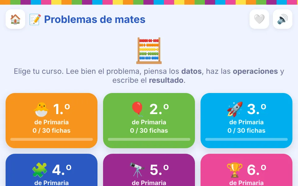 Screenshot of Maths Word Problems (Years 1–6)